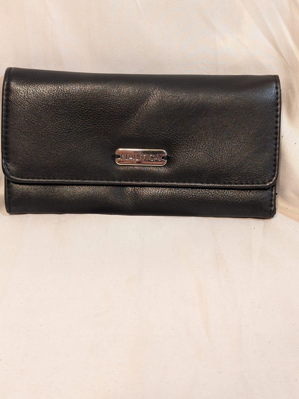 Nautica Black Wallet with Metal Logo